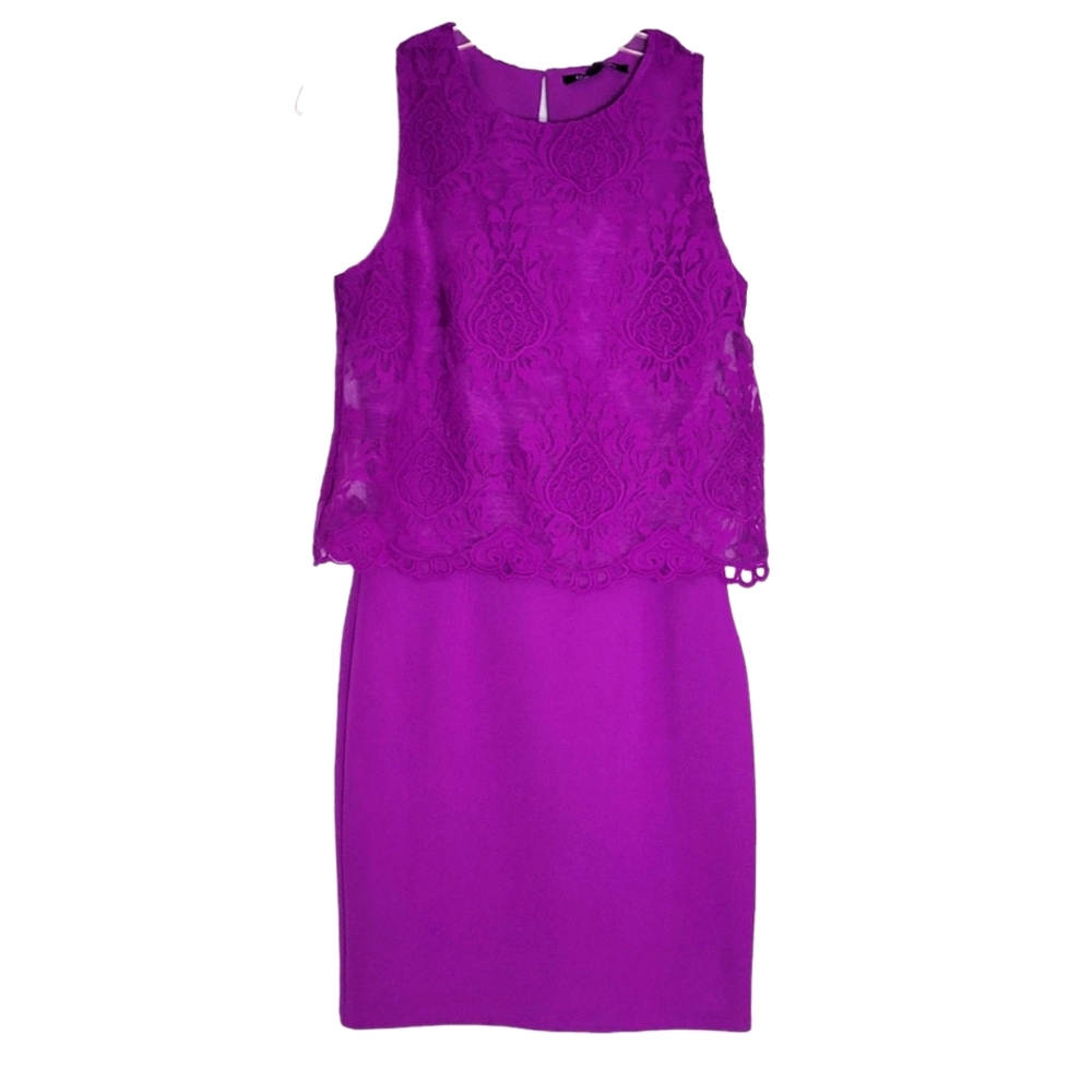 Gianna Bini Womens‎ New Dress Size XS Magenta Lace Sleeveless Party Floral